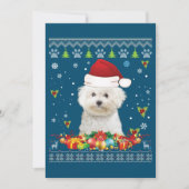 Prettig kerstfeest Bichons Frise hond lelijk truit Feestdagenkaart (Voorkant)
