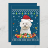 Prettig kerstfeest Bichons Frise hond lelijk truit Feestdagenkaart (Voorkant / Achterkant)