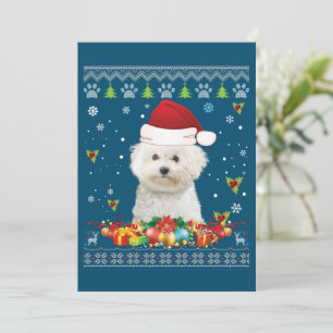 Prettig kerstfeest Bichons Frise Hond Lelijke trui Feestdagenkaart