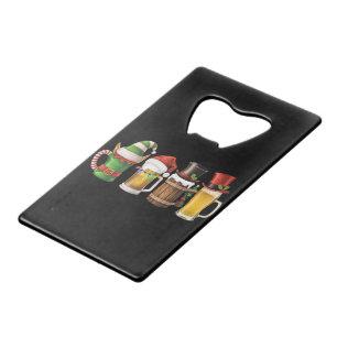 Prettig kerstfeest Bier drinkende kerstman Bierlie Creditkaart Flessenopener