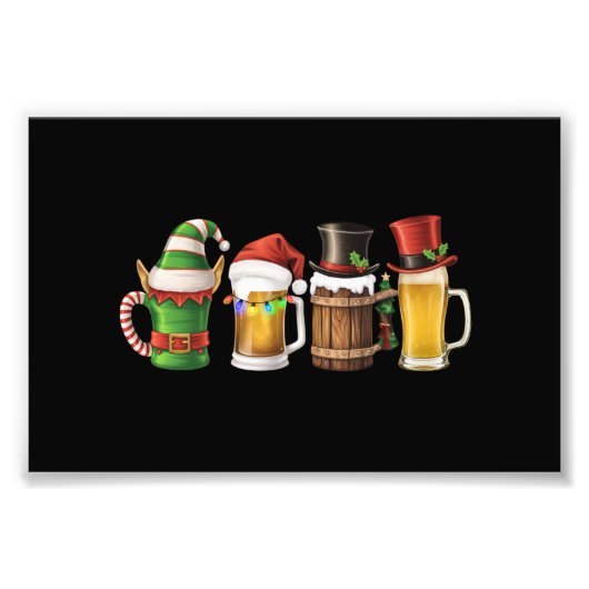 Prettig kerstfeest Bier drinkende kerstman bierlie Foto Afdruk (Voorkant)