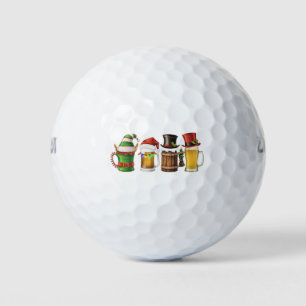 Prettig kerstfeest Bier drinkende kerstman bierlie Golfballen