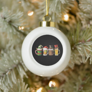 Prettig kerstfeest Bier drinkende kerstman bierlie Keramische Bal Ornament