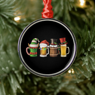 Prettig kerstfeest Bier drinkende kerstman bierlie Metalen Ornament