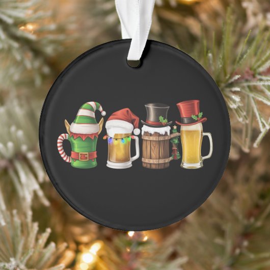 Prettig kerstfeest Bier drinkende kerstman bierlie Ornament (Boom)