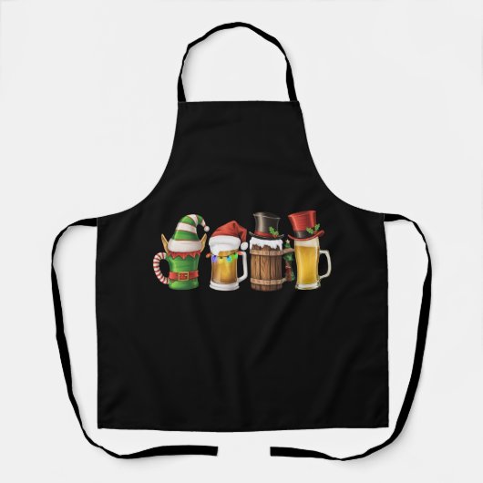 Prettig kerstfeest Bier drinkende kerstman bierlie Schort (Voorkant)