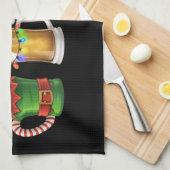Prettig kerstfeest Bier drinkende kerstman bierlie Theedoek (Quarter Fold)