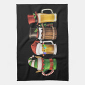 Prettig kerstfeest Bier drinkende kerstman bierlie Theedoek (Verticaal)