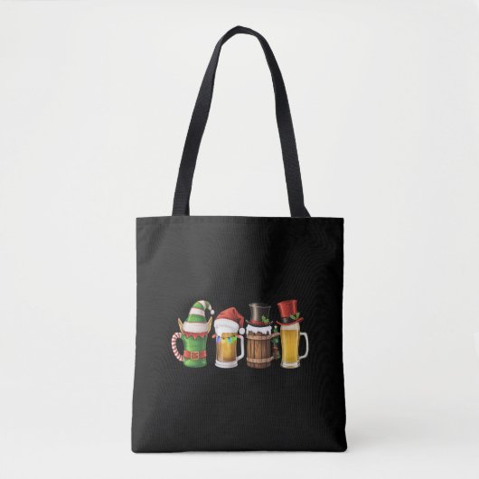 Prettig kerstfeest Bier drinkende kerstman bierlie Tote Bag (Voorkant)