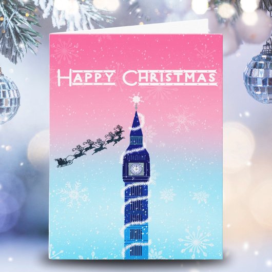 Prettig kerstfeest Big Ben met de Kerstman Kaart