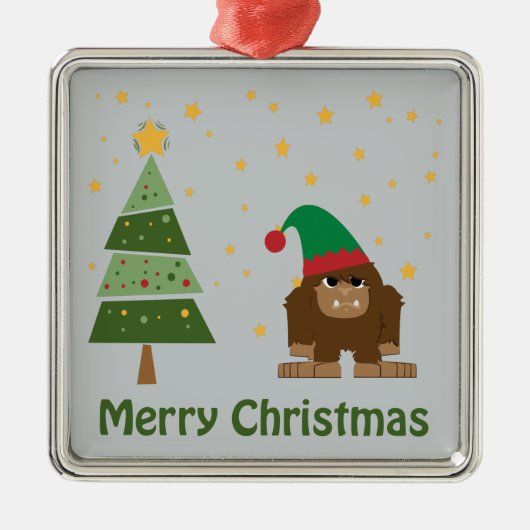 Prettig kerstfeest Bigfoot Metalen Ornament (Voorkant)