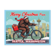 Prettig kerstfeest Bigfoot vanuit Seattle Washingt