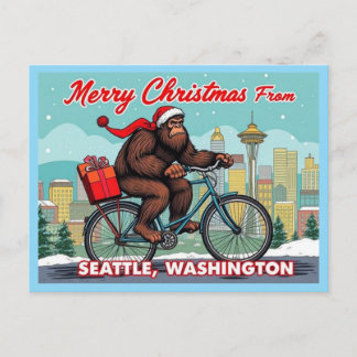 Prettig kerstfeest Bigfoot vanuit Seattle Washingt Feestdagenkaart