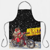 Prettig kerstfeest Biker Kerstman Schort (Voorkant)