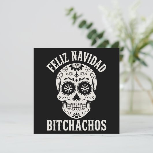 Prettig Kerstfeest Bitchachos Grappige Sarcastisch Feestdagenkaart (Staand voorkant)