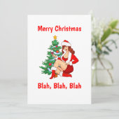 Prettig Kerstfeest Blah, Blah, Blah - Grappige Ker Feestdagenkaart (Staand voorkant)