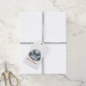 Prettig kerstfeest blauw en goud cadeaulabel (Met Touw)