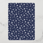 Prettig kerstfeest Blauw Foto Gouden Lijst Sneeuwv Folie Feestdagenkaart (Achterkant)