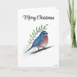 Prettig kerstfeest Blauwborst Vogel Kerstkaart Kaart