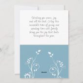 Prettig Kerstfeest Blauwe Blad Familie Foto Feestdagenkaart (Achterkant)