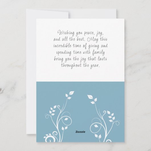 Prettig Kerstfeest Blauwe Blad Familie Foto Feestdagenkaart (Achterkant)