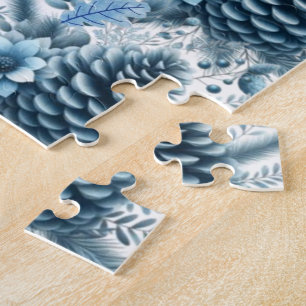 Prettig kerstfeest Blauwe dennenappels Legpuzzel