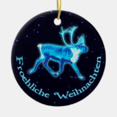 Prettig Kerstfeest - Blauwe Kariboe (Rendier) Keramisch Ornament (Voorkant)