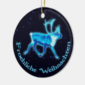 Prettig Kerstfeest - Blauwe Kariboe (Rendier) Keramisch Ornament (Links)