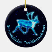 Prettig Kerstfeest - Blauwe Kariboe (Rendier) Keramisch Ornament (Achterkant)