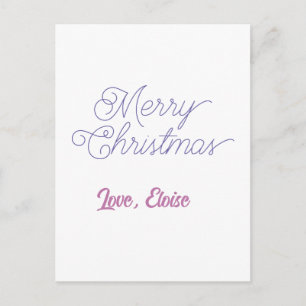 prettig kerstfeest blauwe naam liefde eenvoudig bl briefkaart