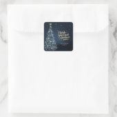 Prettig Kerstfeest, Blauwe Pijnboom Vierkante Sticker (Tas)