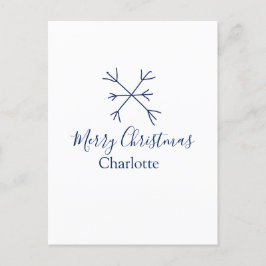 Prettig kerstfeest blauwe sneeuwvlokken naam vakan feestdagenkaart