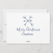 Prettig kerstfeest blauwe sneeuwvlokken voeg naam  feestdagenkaart (Achterkant)