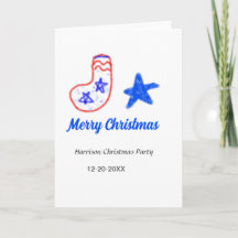 Prettig kerstfeest blauwe ster rode sokken naam da