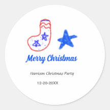 Prettig kerstfeest blauwe ster rode sokken naam da