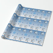 Prettig kerstfeest Blauwe sterren Inpakpapier (Uitgerold)