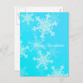 Prettig kerstfeest Blauwe Witte Sneeuwvlokken Mini Feestdagenkaart (Voorkant / Achterkant)