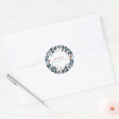 Prettig kerstfeest Blauwgroene Hulst Waterverf Ronde Sticker (Envelop)