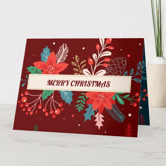 Prettig kerstfeest bloem kaart (Voorkant)