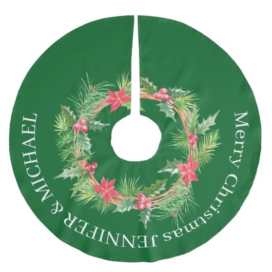 Prettig kerstfeest BLOEMEN KRANS afdruk Kerstboom Rok (Voorkant)