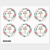 Prettig kerstfeest | Bloemenslinger kersttaart Ronde Sticker (Vel)