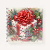 Prettig kerstfeest bloemige coquette strik notitieboek (Voorkant)
