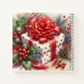 Prettig kerstfeest bloemige coquette strik notitieboek (Achterkant)