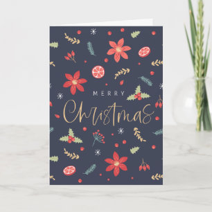 Prettig kerstfeest Bloemrijk Feestdagen Kaart