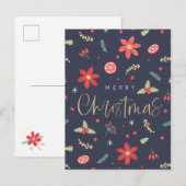 Prettig kerstfeest Bloemrijk Feestdagenkaart (Voorkant / Achterkant)