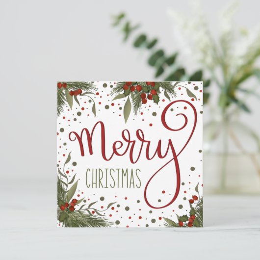 Prettig kerstfeest Bloemrijke feestdagen Feestdagenkaart (Staand voorkant)