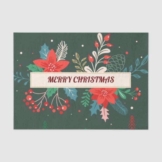 Prettig kerstfeest bloemstuk tissuepapier (Voorkant)