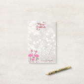 Prettig kerstfeest, Bokeh, Roze Flamingo's Kaboute Post-it® Notes (Op bureau)