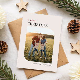 Prettig kerstfeest Boog Familie Foto Vakantie Groe Feestdagenkaart