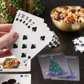 Prettig kerstfeest. Boom met cadeaus. Speelkaarten (Insitu)
